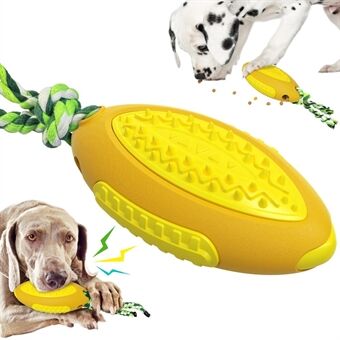 GLQ-05 Food Treat Dispensing Dogs Chew Toy TPR Pet Piper Toy med ljud för hundrengöring Tänder Rugby Ball Tool (med FDA, BPA-fri)