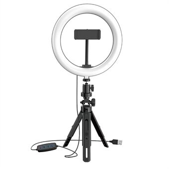 UN-206 8\'\' dimbar LED- Ring med Stand och telefonhållare Desktop Selfie Circle Lampa för YouTube Videofotografering Makeup