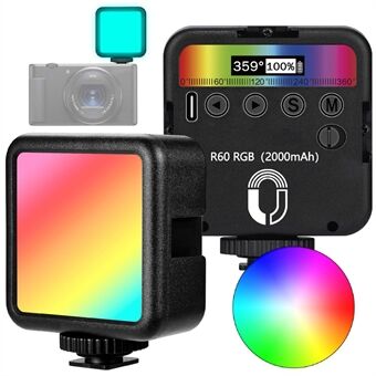 ADAI R60 Mini RBG Livestreaming Colorful Fill Light Ambient Lighting för video/vlogg/fotografering