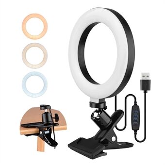 USB stationär bärbar fyllnadslampa 16 cm Selfie Ring Light 3 färg justerbar videolampa för livestreaming, onlineundervisning