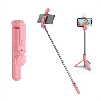 H1X 100 cm infällbar Bluetooth-stativtelefonhållare Bärbar justerbar Selfie Stick med runt ljus