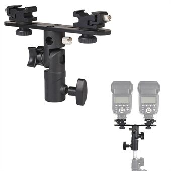 Flash Paraplyhållare Light Stand Bracket med 2 Hot Shoe Mount för Flash Speedlight Youngnuo