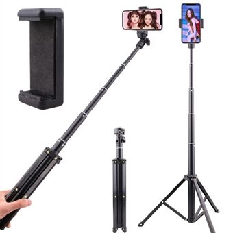 T9 140 cm teleskopisk telefonhållare Selfie Stick Live Streaming Fotografering Stand med telefonklämma + förvaringsväska