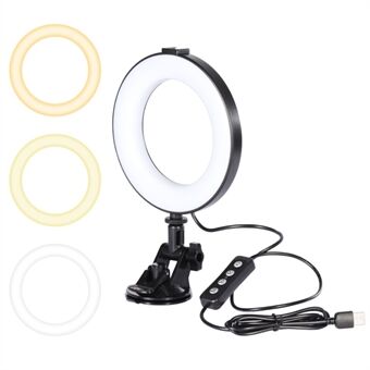 Ring CL05 6-tum USB-sugkoppsringfyllningsljus Dator Laptop Möte Live Streaming LED-lampa