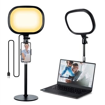 S20 USB infällbart fyllningsljus Justerbar ljusstyrka Livestreaming Makeup Fotografering LED-lampa med telefonklämma