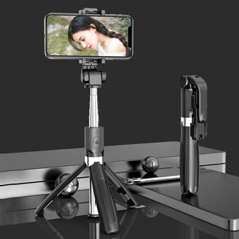 SELFIESHOW L01s Selfie Stick-stativ Utdragbar Bluetooth-monopod med 360 graders roterande telefonklämma och fjärrkontroll