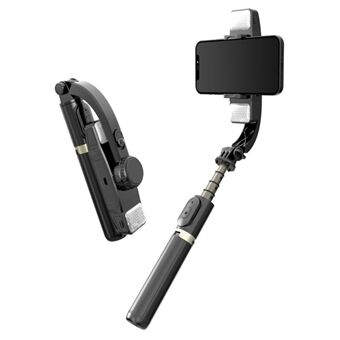 Q08D Automatisk Balance Gimbal Stabilizer Mini utdragbar Selfie Stick med Fill Light för videofotografering Selfie-tagning