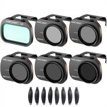 K&F CONCEPT SKU.1930 6st 2-i-1 filterset för DJI Mavic Min, UV+ND4 / PL+ND8 / PL+ND16 / PL+ND32 / PL+ND64 / PL HD-filter Flerbelagda linsfilter