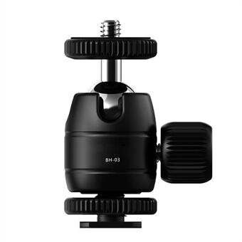 UURIG BH-03 Mini Ball Head Mount Adapter med 1/4" Hot Shoe 360-graders roterande kardan för kamerabur LED-videoljusmonitor