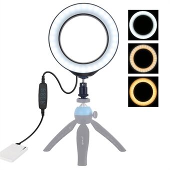 PULUZ 6,2 tum USB 3 lägen Dimbar LED- Ring Vlogging Fotografering Videobelysning med Cold Shoe Tripod Ball Head