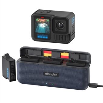 AMAGISN för GoPro Hero 13 Laddningsfodral ABS+Silikon Actionkamera Batteriladdare Förvaringslåda