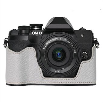 För Olympus OM-D E-M10 Mark IV Kamerafodral Batteriöppning Handflatetextur PU-läder Halvkropps Bottenöverdrag