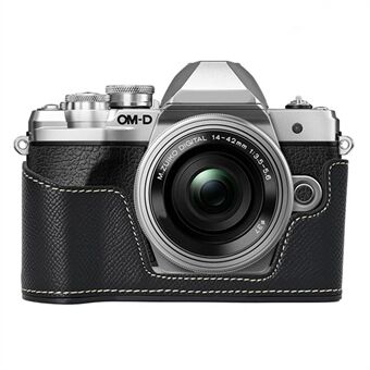 För Olympus OM-D E-M10 Mark III Kamerafodral Texturerat Läderbottenfodral Lätt att byta batteri