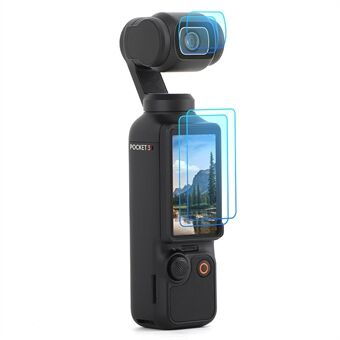 SUNNYLIFE OP3-BHM717 2Pcs Härdat Glas Skärmskydd + 2Pcs Objektivfilm för DJI Osmo Pocket 3 Handhållen Kamera