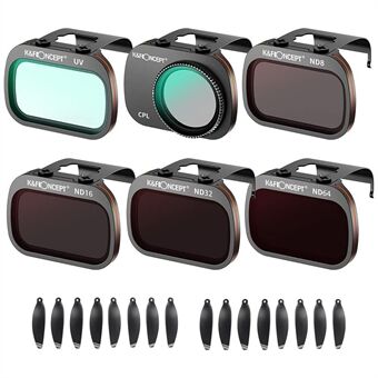 K&F CONCEPT SKU.1905 6st Filter Set för DJI Mavic Mini / Mavic Mini 2 / Mini SE ND8 / 16 / 32 / CPL / UV Filter med 16st Drönarpropeller