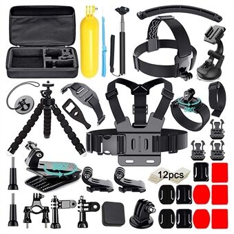 48-i-1 för GoPro Sports Camera Accessories Kit Outdoor Cykling Ski Bröstrem Handledsrem Pannband Monteringsdelar Set