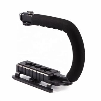 H001 Outdoor fotografering Svamphandtag Stabilisator Fill Light Mount Bracket ABS Handhållen U-formad DV Stand