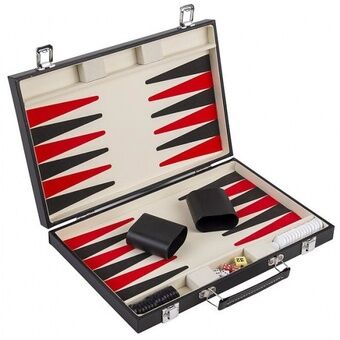 Backgammon Deluxe 36 cm syntetiskt läder svart